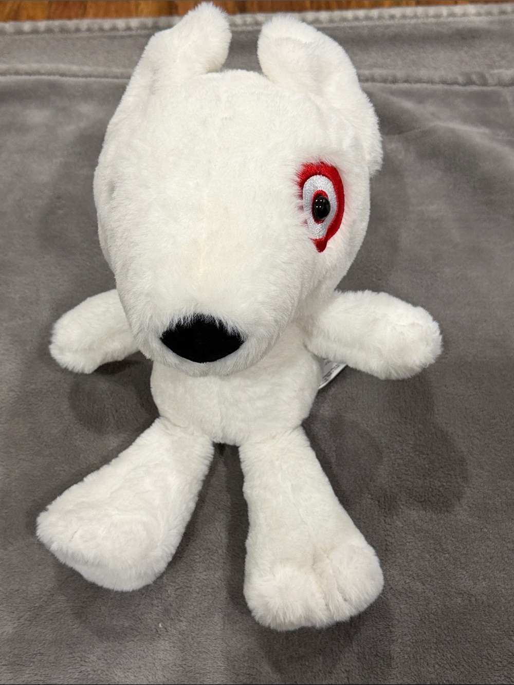 Target White Plush Dog Toy with Red Eye Accent